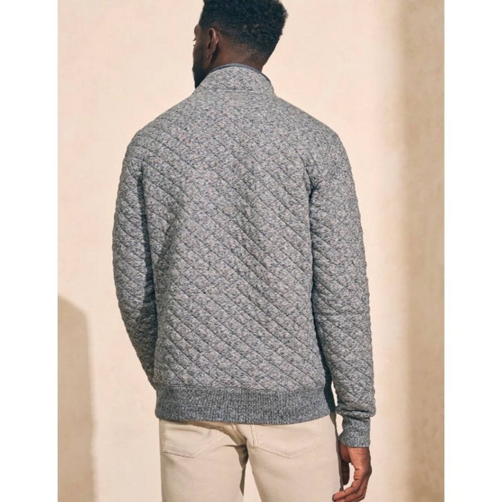 Faherty Gray Quilted Half-Zip Jacket - image 3